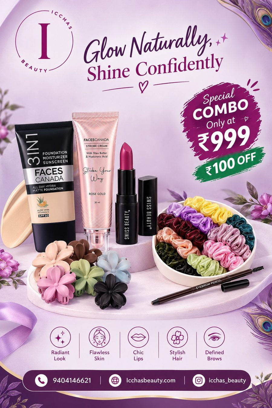 Glow Naturally Makeup & Hair Combo